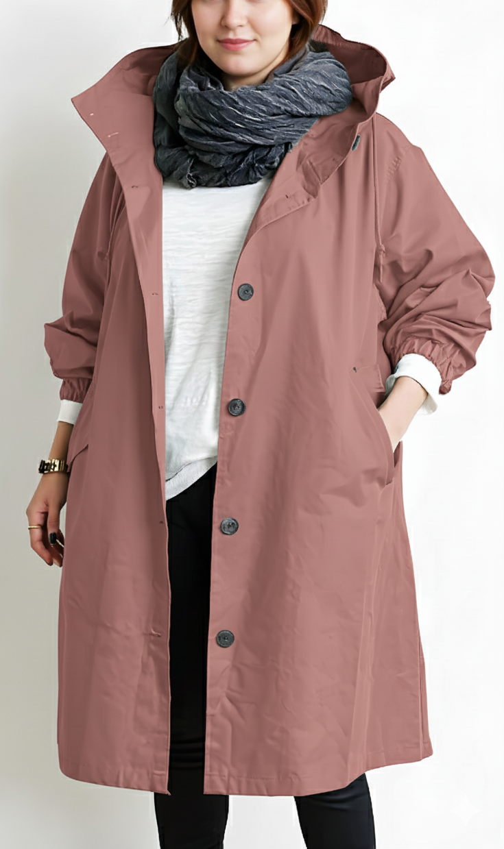 Women's Plus Size Hooded Trench Coat
