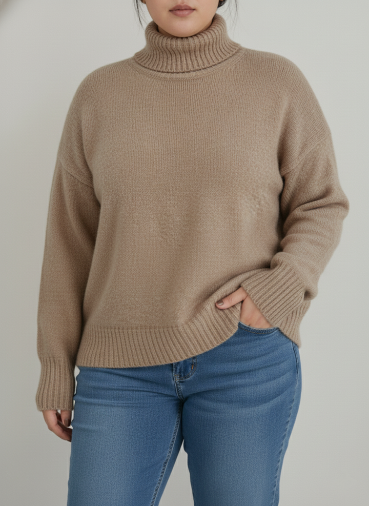 Women's Plus Size Turtleneck Knit Jumper in Three Colours