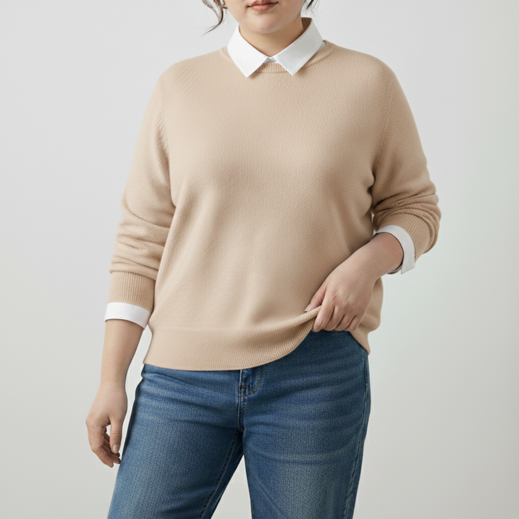 Classic Round-Neck Knit Jumper - Plus Size Options