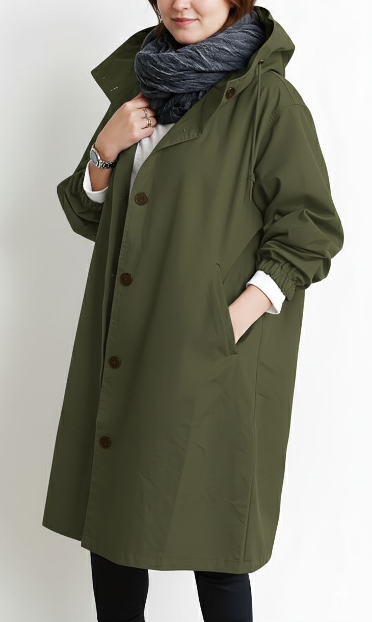 Women's Hooded Overcoat in a Classic Straight Fit