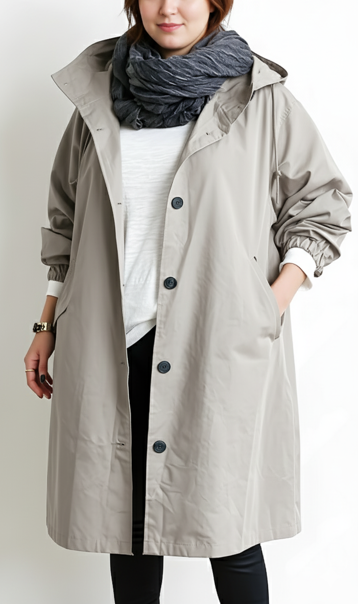 Women's Hooded Overcoat in a Classic Straight Fit
