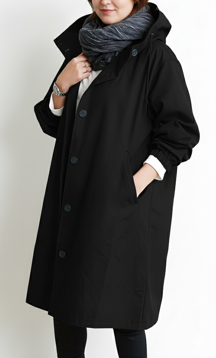 Women's Hooded Overcoat in a Classic Straight Fit