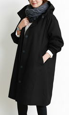 Women's Plus Size Hooded Trench Coat