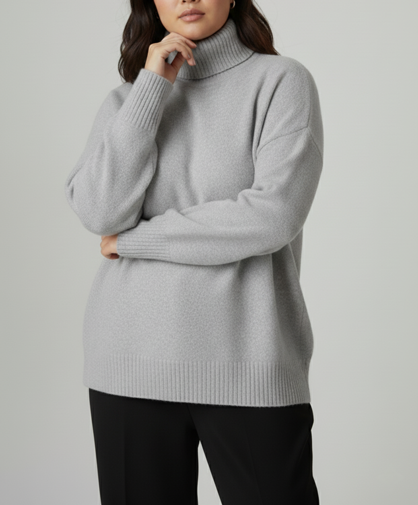 Women's Plus Size Turtleneck Knit Jumper in Three Colours