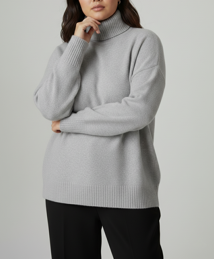 Women's Plus Size Turtleneck Knit Jumper in Three Colours