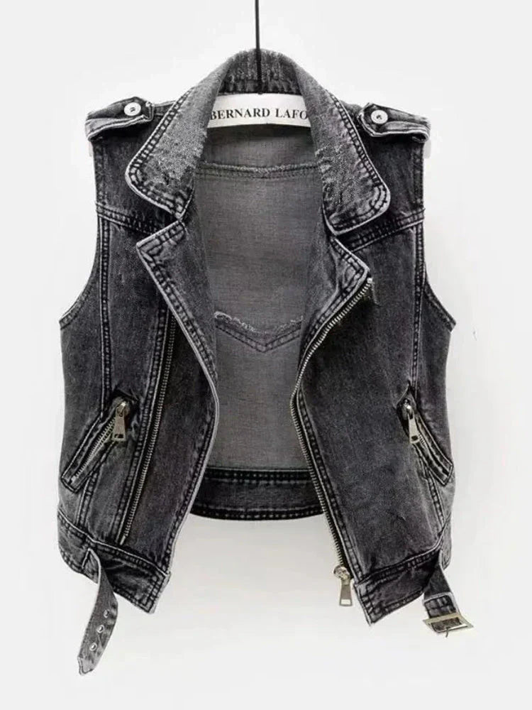 Denim Gilet - Classic Sleeveless Layer for Women