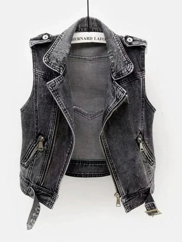 Denim Gilet - Classic Sleeveless Layer for Women