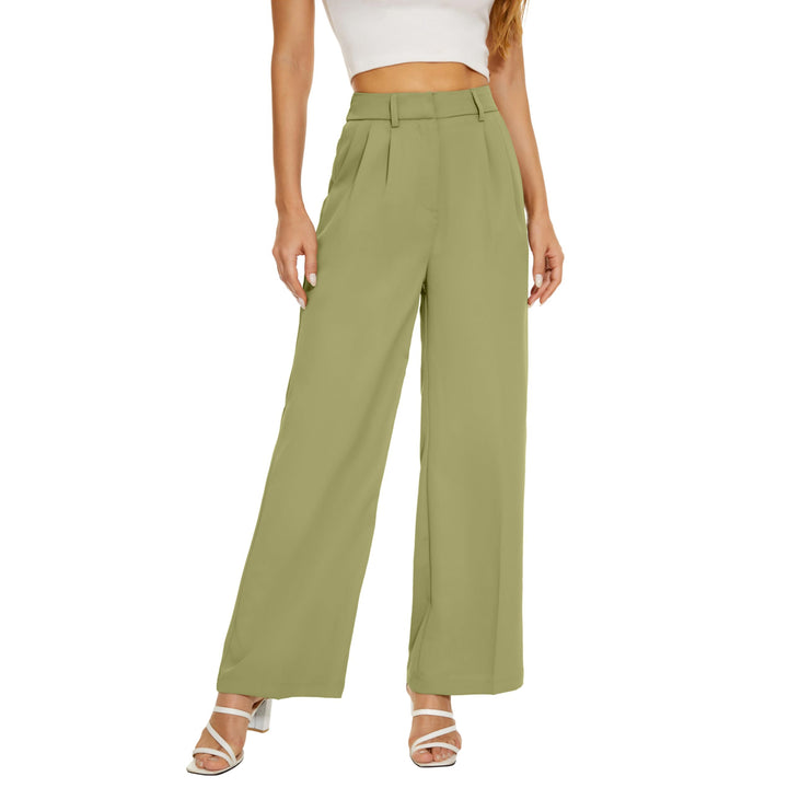 Loose Office Trousers Business Casual Pants Tall Type for Women - Green