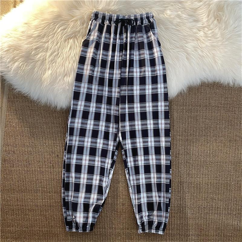 Pants New Bunch of Feet Fashion Loose Black Plaid Summer Harajuku Students - gallery