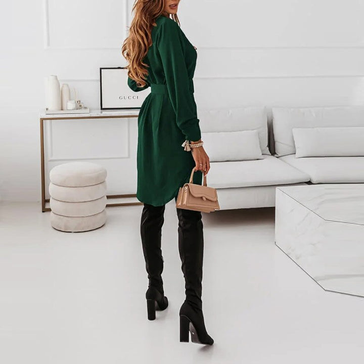 Cinched Waist Shirt Dress with Belted Waist Detail
