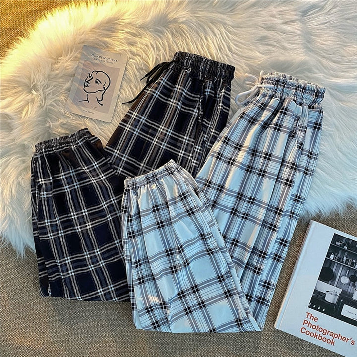 Pants New Bunch of Feet Fashion Loose Black Plaid Summer Harajuku Students - gallery