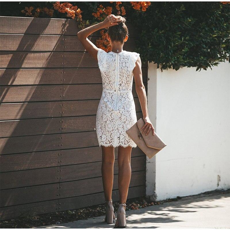 Lace Dress with Delicate Overlay - Women's Evening Style