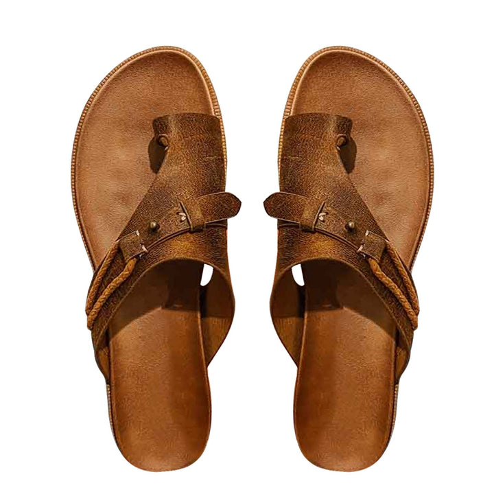 Vintage Beach Open-Toe Platform Sandals for Women - Dark Brown