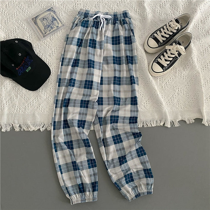 Pants New Bunch of Feet Fashion Loose Black Plaid Summer Harajuku Students - gallery
