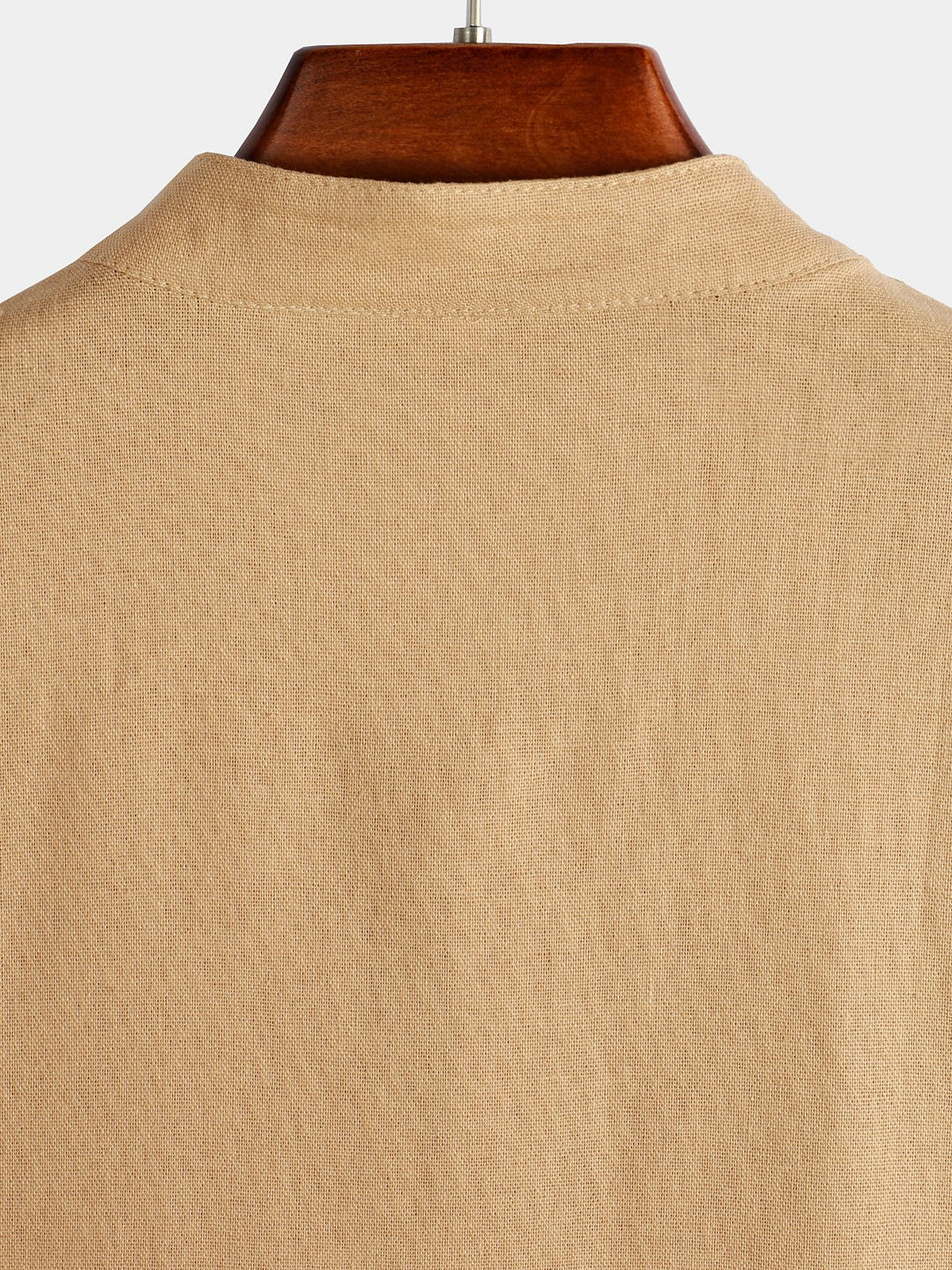 Solid Stand Collar Half-Button Linen Cotton Shirt for Men - color_variant