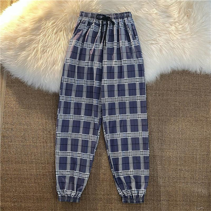Pants New Bunch of Feet Fashion Loose Black Plaid Summer Harajuku Students - gallery