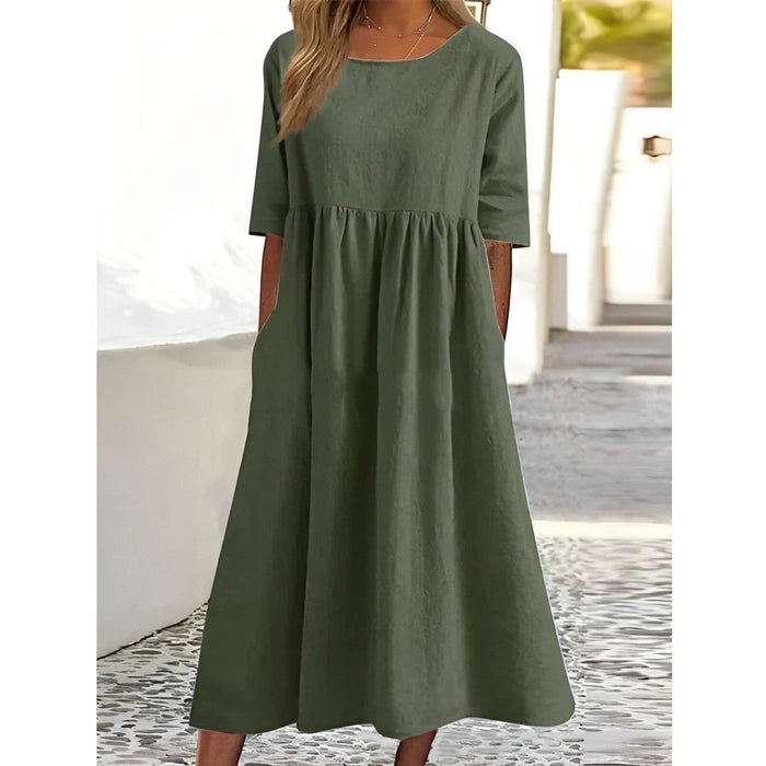 Helena Relaxed Summer Dress in Lightweight Woven Fabric