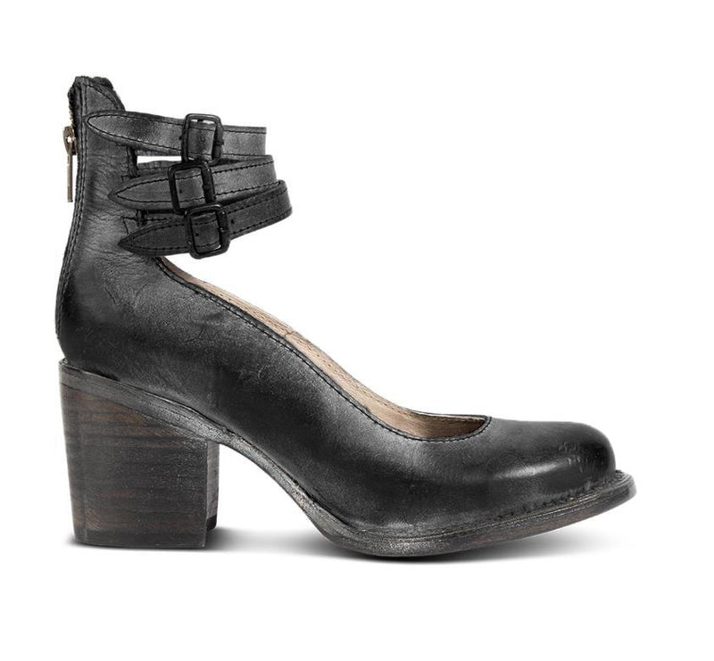 Block-Heel Court Shoes for Women - Classic Leather Look