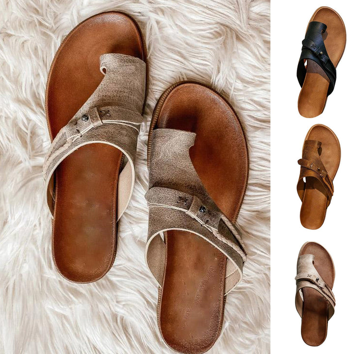 Vintage Beach Open-Toe Platform Sandals for Women