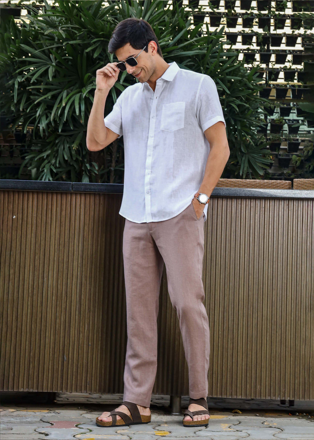 Harvey Pure Linen White Short Sleeve Shirt for Men - gallery