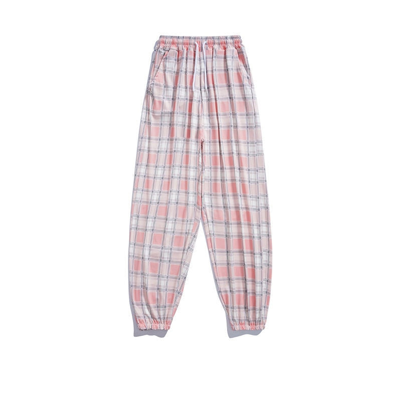 Pants New Bunch of Feet Fashion Loose Black Plaid Summer Harajuku Students - gallery