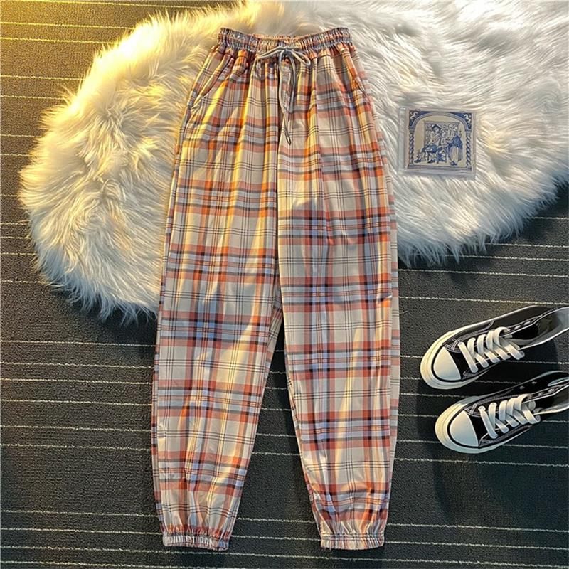 Pants New Bunch of Feet Fashion Loose Black Plaid Summer Harajuku Students - gallery