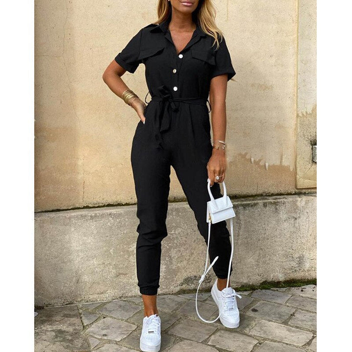 Wide-Leg Tailored Jumpsuit with Notch Collar for Women