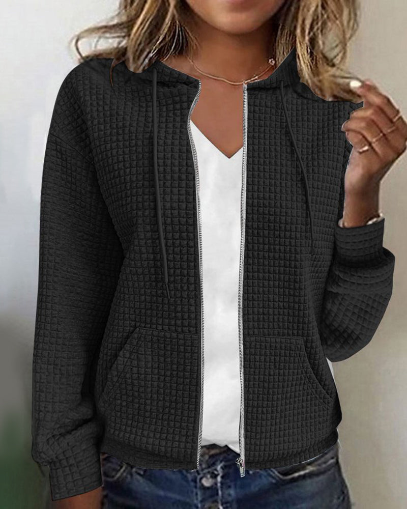 Women's Hooded Zip-Up Cardigan for Layering in Autumn