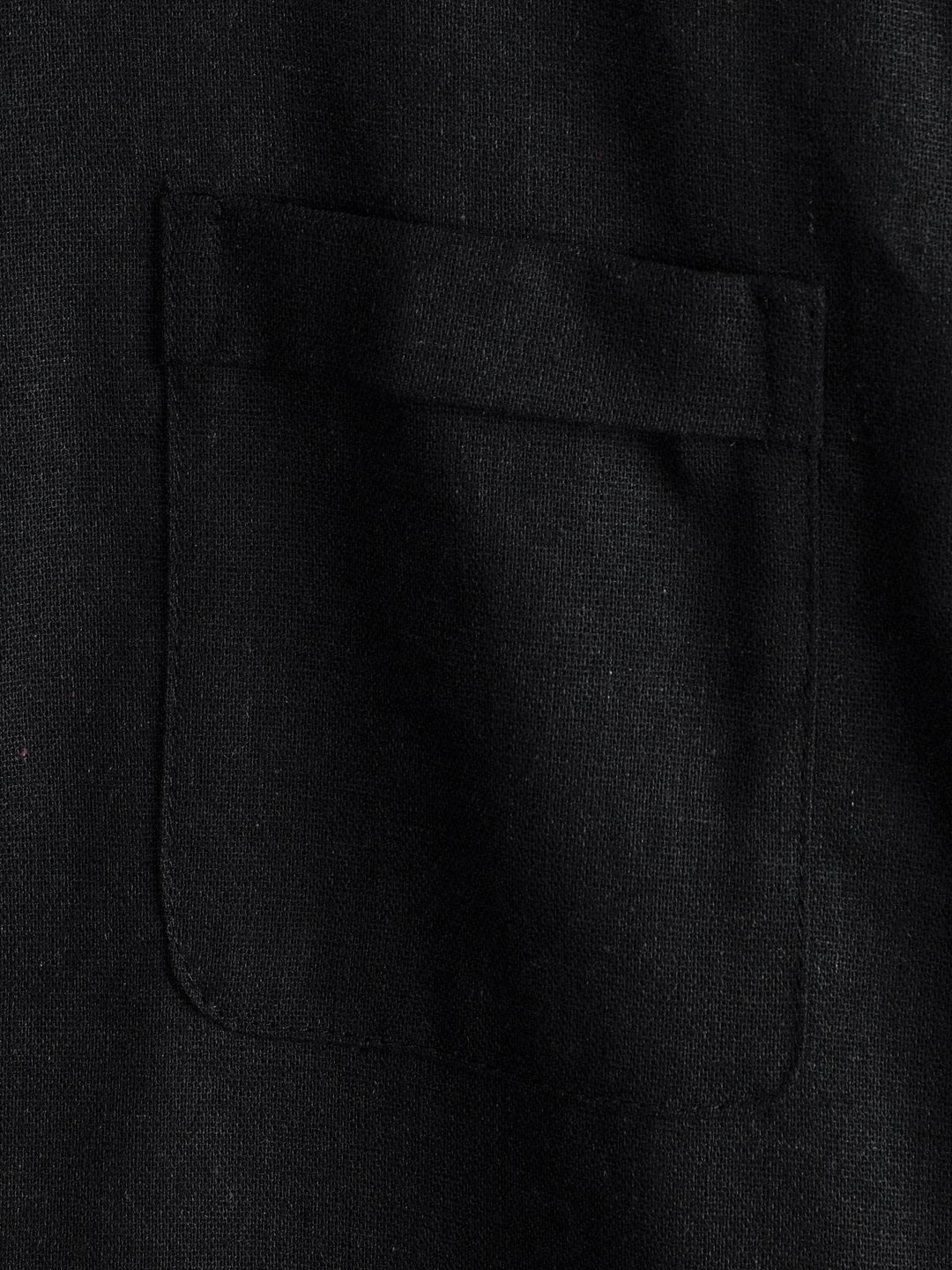 Solid Stand Collar Half-Button Linen Cotton Shirt for Men - color_variant