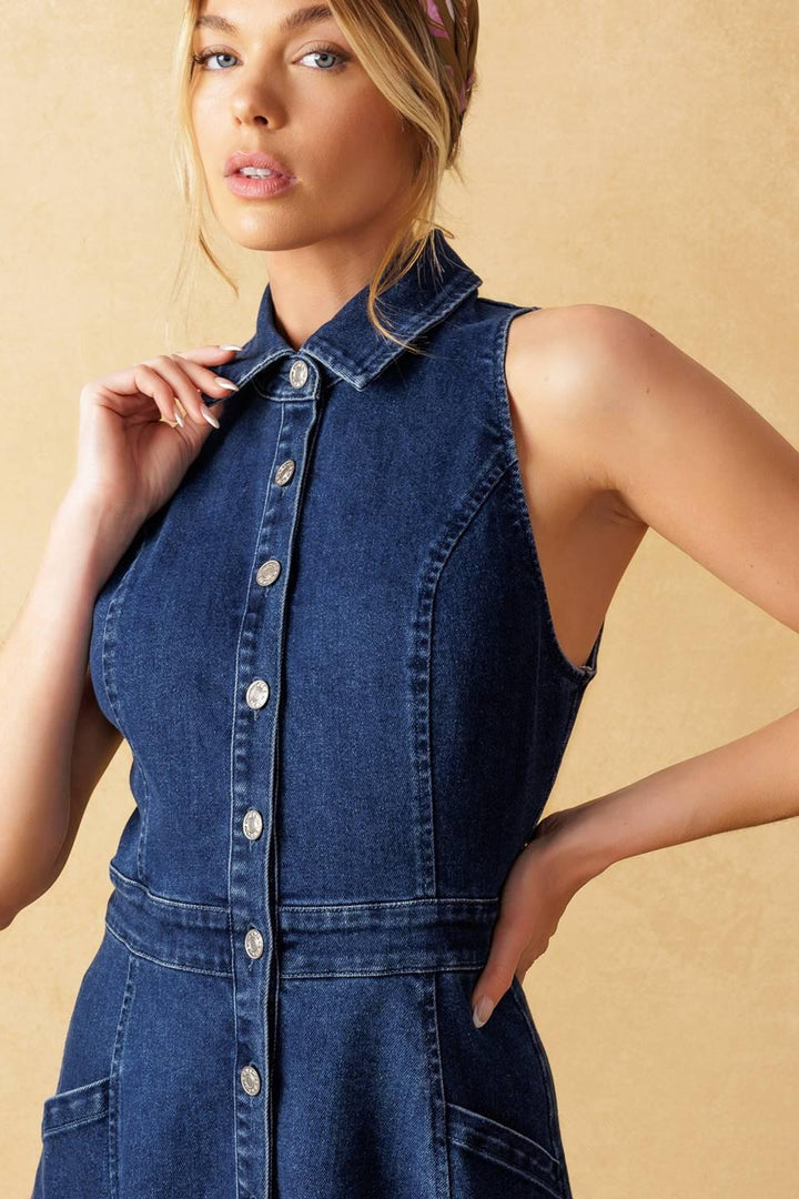 COOL GIRL DENIM MIDI DRESS — gallery
