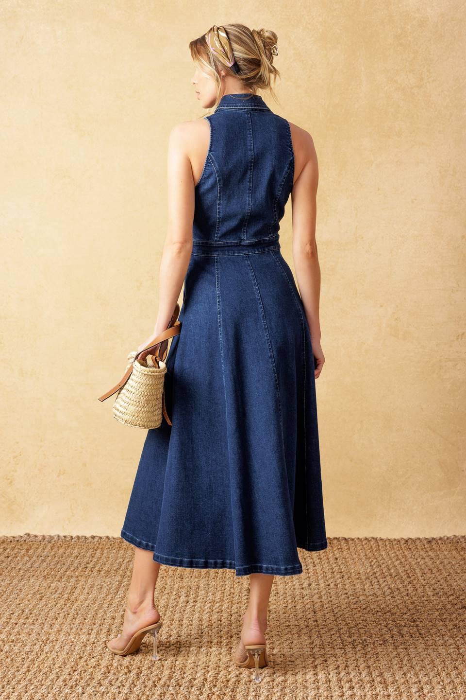 COOL GIRL DENIM MIDI DRESS — gallery