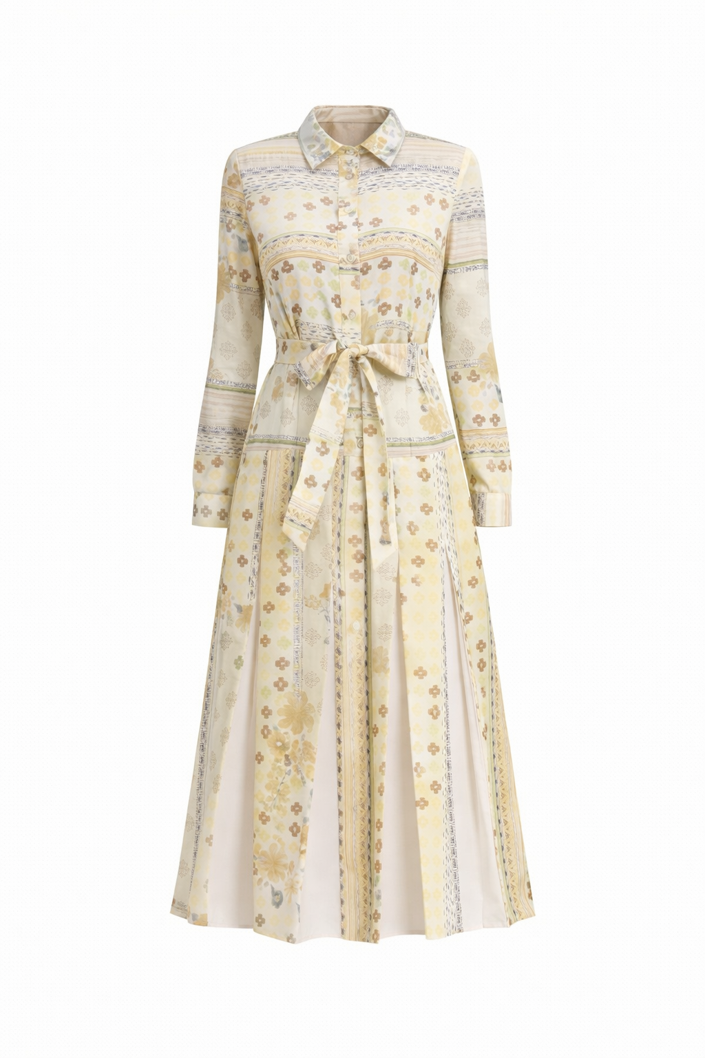Golden Meadow Pleated Midi Dress