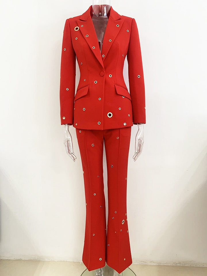 Dalton Single Breasted Suit Set Blazer for Women - Red