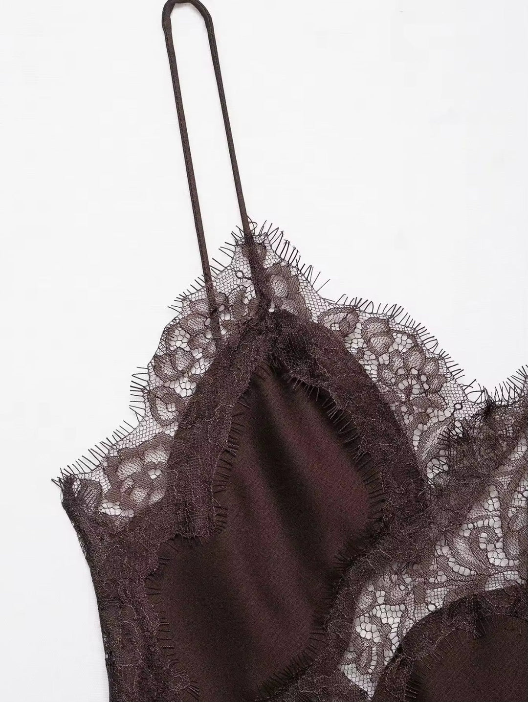 Asymmetric Satin Lace Slip Dress for Women - gallery
