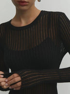 Elegant Striped Sheer Blouse with Chic Design