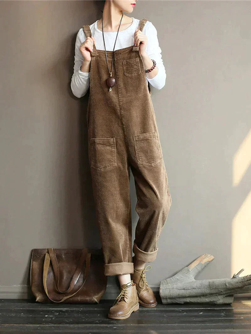 Relaxed Corduroy Jumpsuit with Wide-Leg Fit for Women
