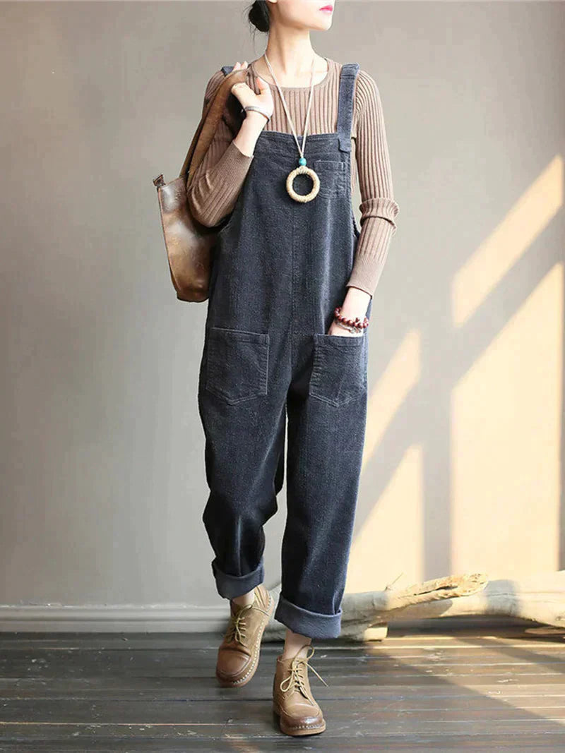Relaxed Corduroy Jumpsuit with Wide-Leg Fit for Women