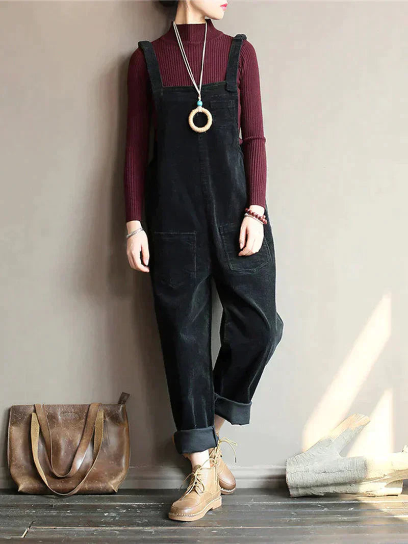 Relaxed Corduroy Jumpsuit with Wide-Leg Fit for Women