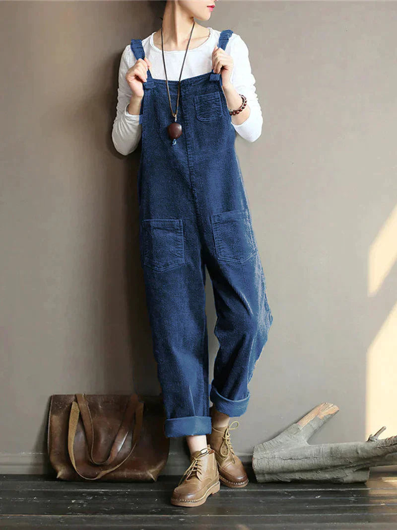 Relaxed Corduroy Jumpsuit with Wide-Leg Fit for Women