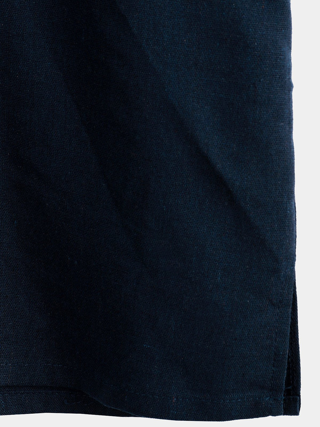 Solid Stand Collar Half-Button Linen Cotton Shirt for Men - color_variant