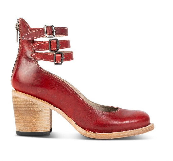 Block-Heel Court Shoes for Women - Classic Leather Look