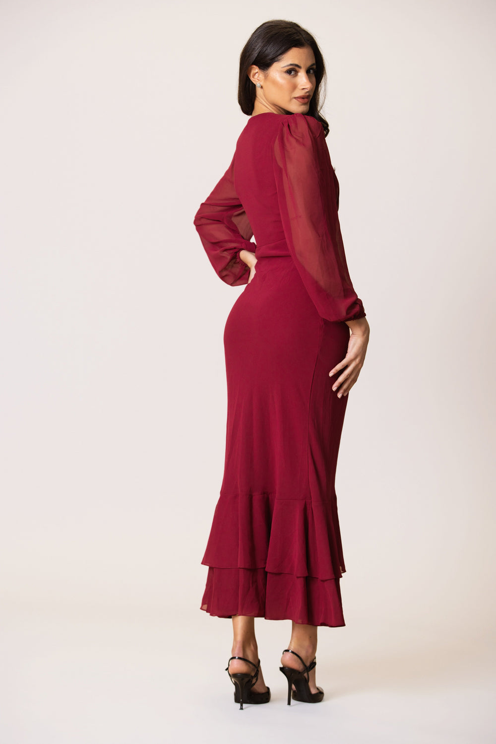 Keziah Chiffon Midaxi Dress in Raspberry for Women - gallery