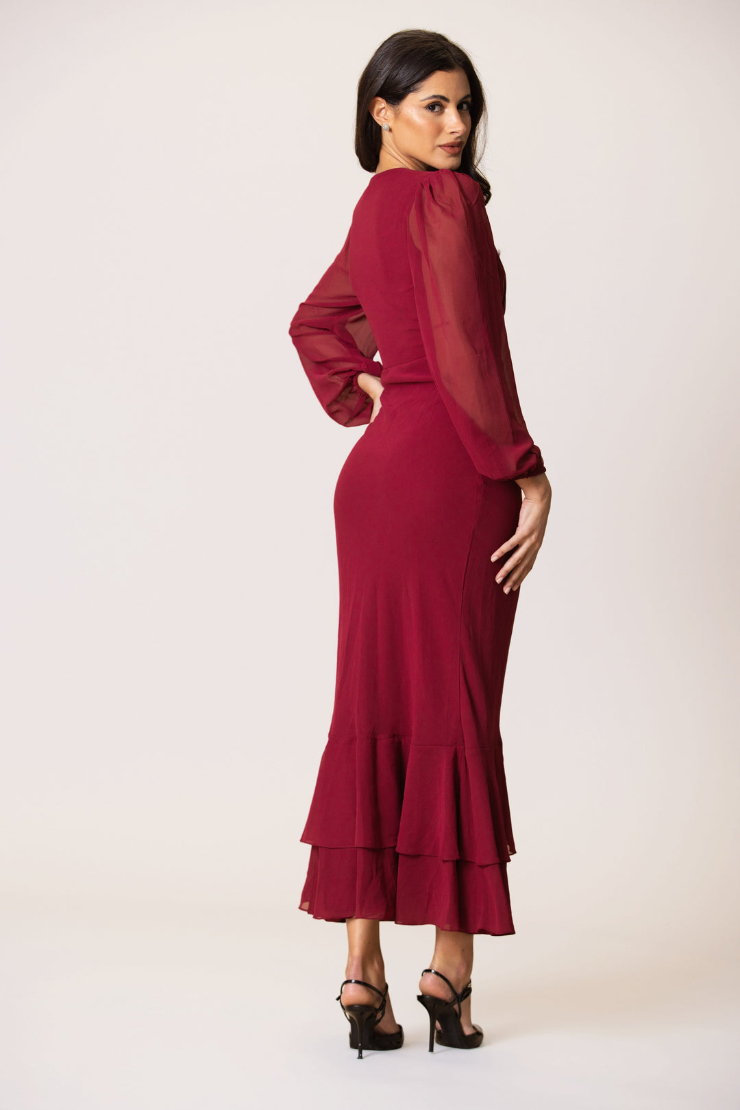 Keziah Chiffon Midaxi Dress in Raspberry for Women - gallery