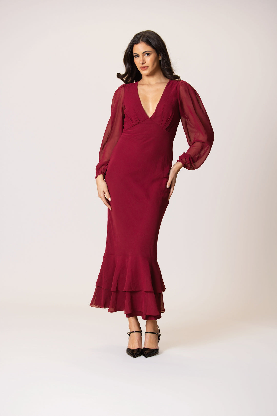 Keziah Chiffon Midaxi Dress in Raspberry for Women - gallery