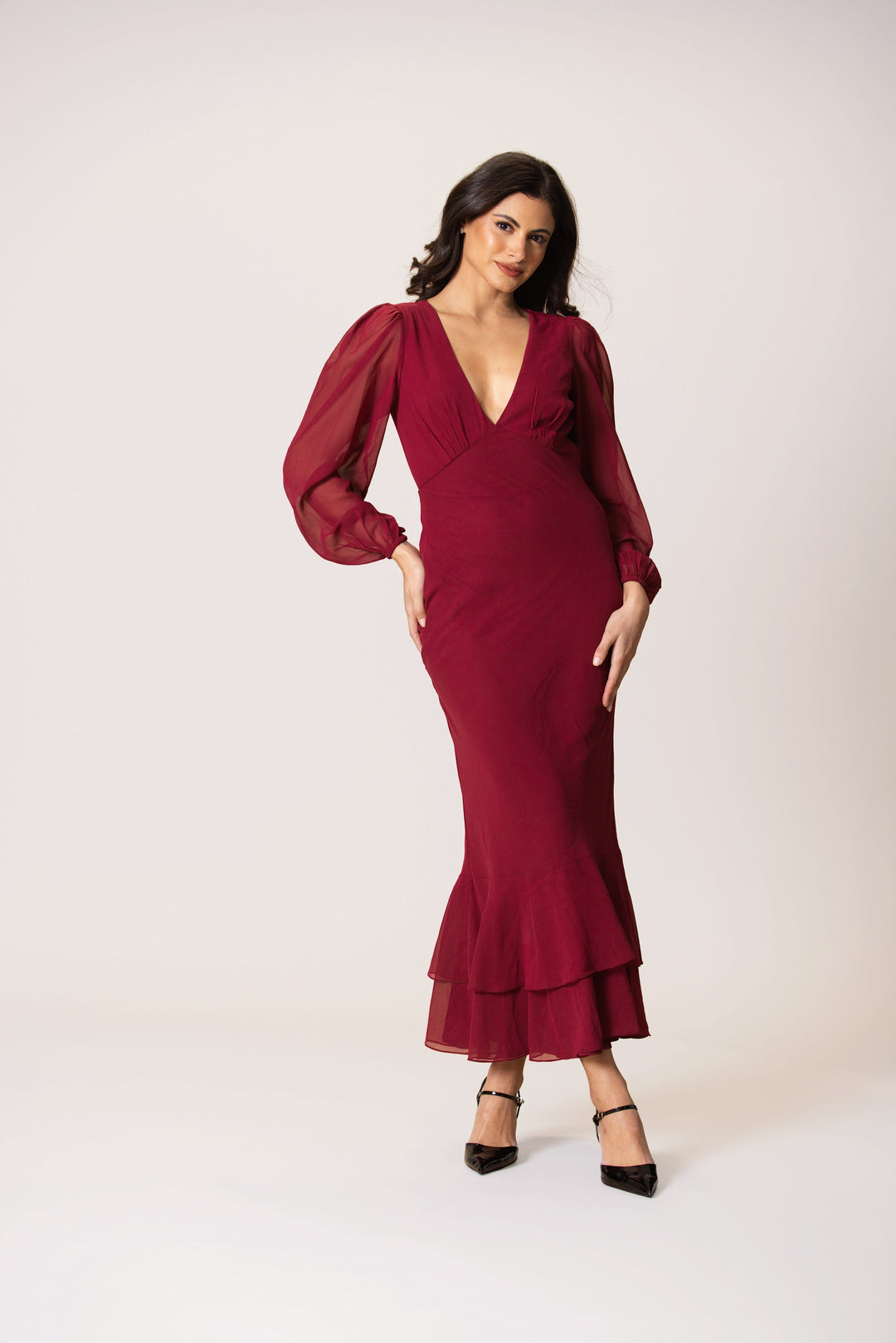 Keziah Chiffon Midaxi Dress in Raspberry for Women - gallery