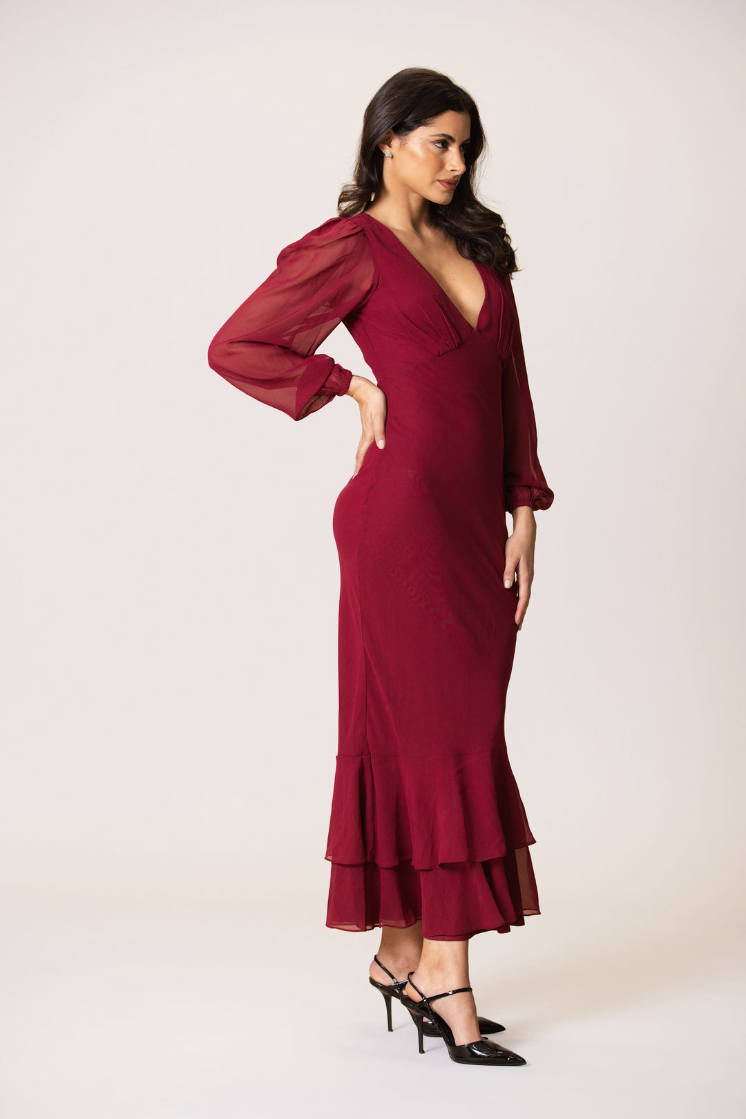 Keziah Chiffon Midaxi Dress in Raspberry for Women - gallery