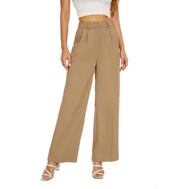 Loose Office Trousers Business Casual Pants Tall Type for Women - Khaki