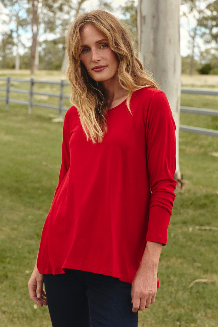 Long Sleeve Swing Tee in Crimson T-Shirt for Women - gallery
