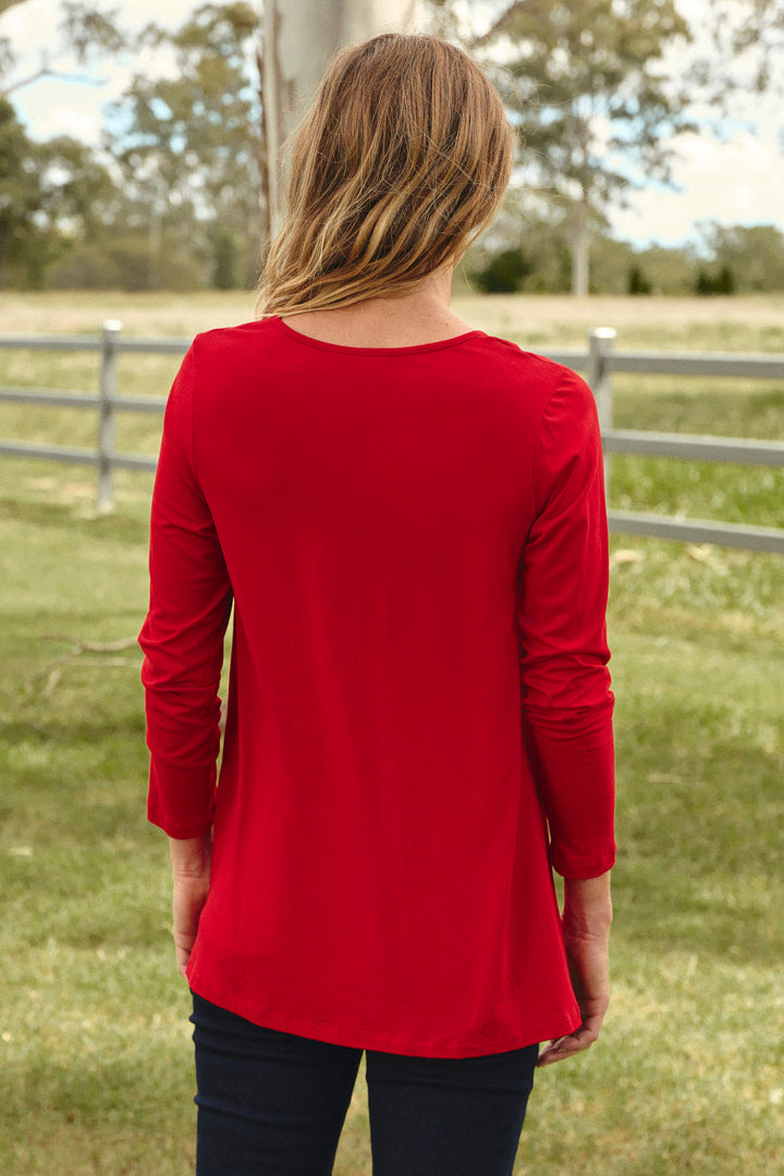 Long Sleeve Swing Tee in Crimson T-Shirt for Women - gallery