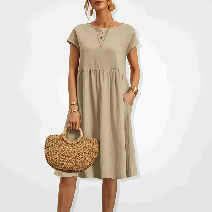 Empire Waist Maxi Dress with Side Pockets for Women